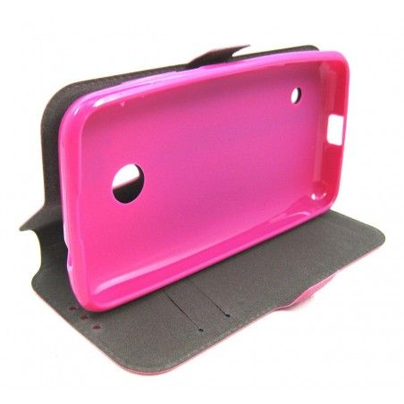 Funda Soporte Piel Rosa para Nokia Lumia 530 Flip Libro