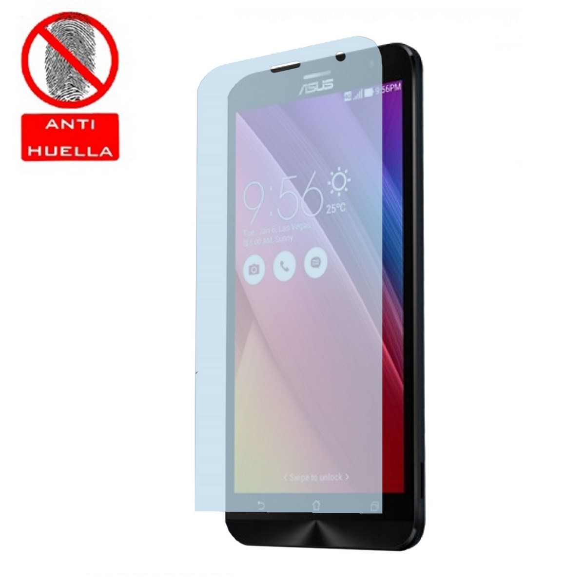 3x Protector Pantalla Mate Antihuellas (Anti-Glare) para Asus Zenfone 2 5" Ze500Cl