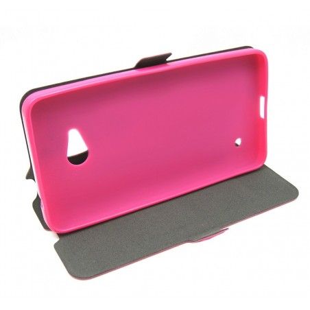 Funda Soporte Piel Rosa para Microsoft Lumia 640 Flip Libro