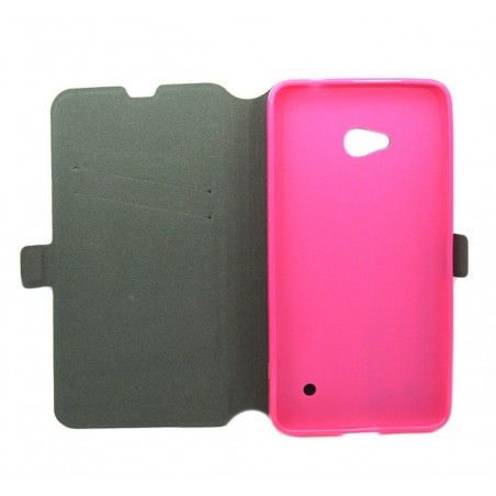 Funda Soporte Piel Rosa para Microsoft Lumia 640 Flip Libro