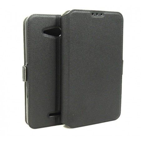 Funda Soporte Piel Negra para Sony Xperia E4G Flip Libro