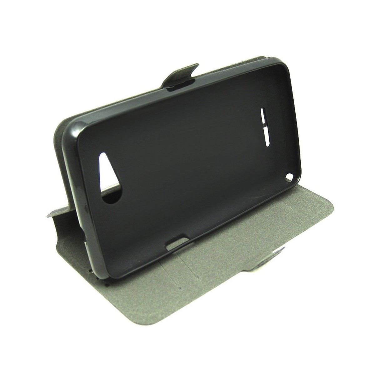 Funda Soporte Piel Negra para Sony Xperia E4G Flip Libro