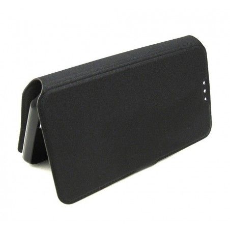 Funda Soporte Piel Negra para Sony Xperia E4G Flip Libro