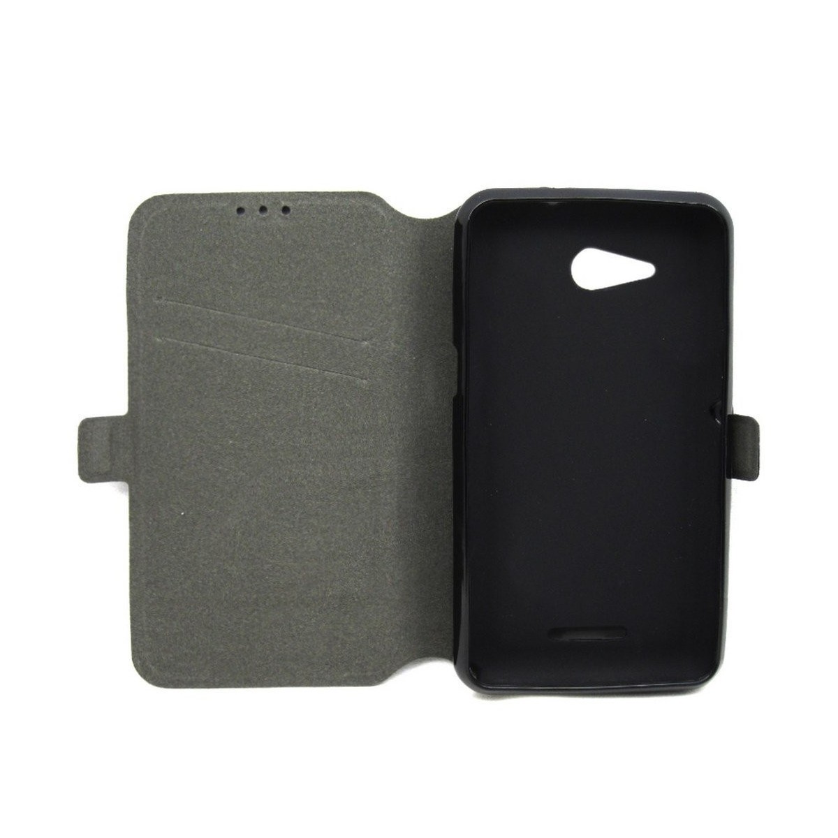 Funda Soporte Piel Negra para Sony Xperia E4G Flip Libro