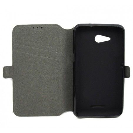 Funda Soporte Piel Negra para Sony Xperia E4G Flip Libro