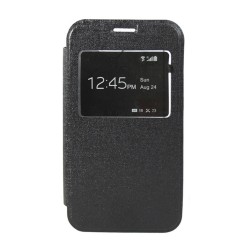 Funda Flip Con Ventana Piel para Sony Xperia E4 Color Negra 2