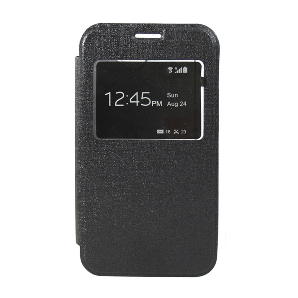 Funda Flip Con Ventana Piel para Sony Xperia E4 Color Negra