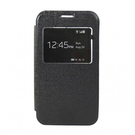 Funda Flip Con Ventana Piel para Sony Xperia E4 Color Negra