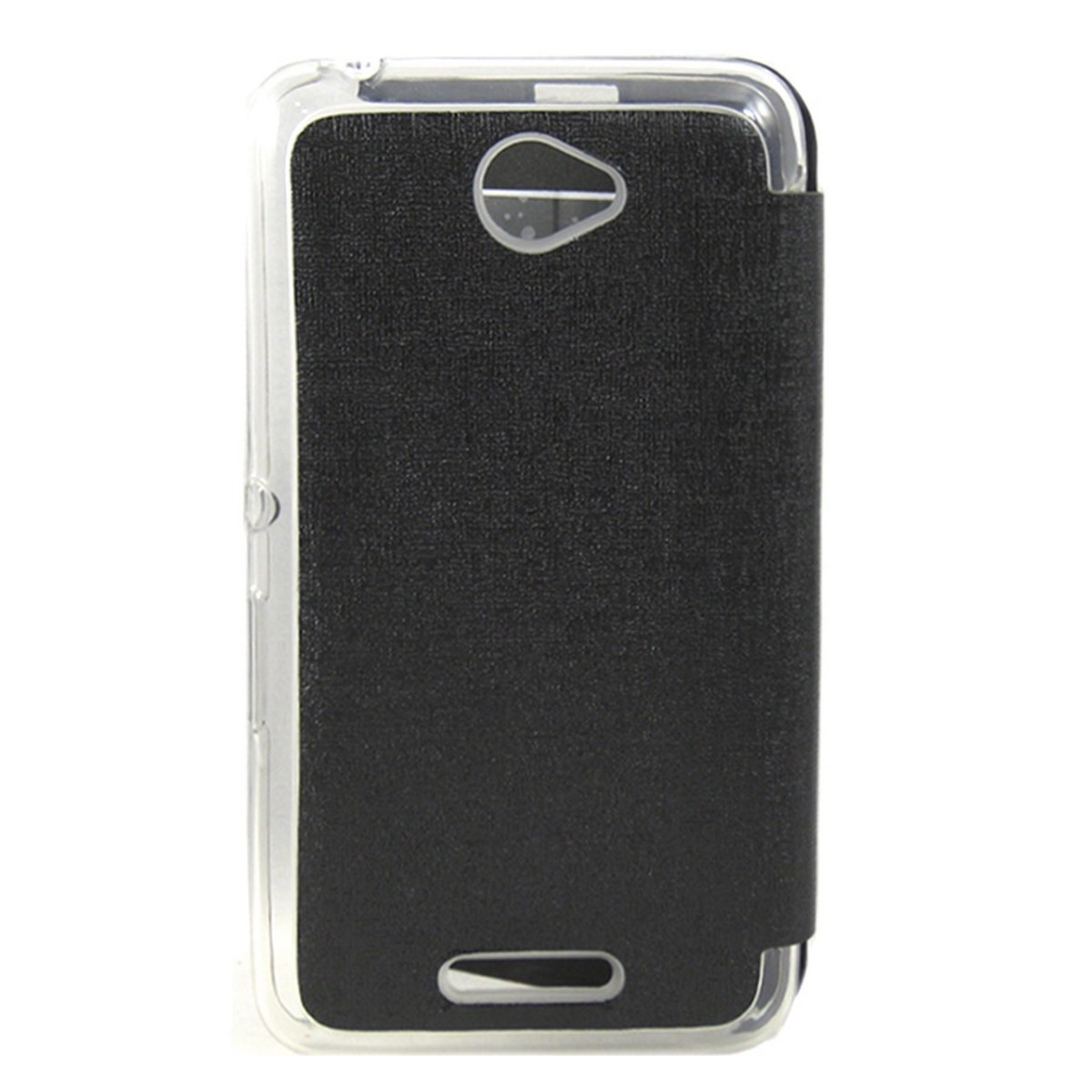 Funda Flip Con Ventana Piel para Sony Xperia E4 Color Negra