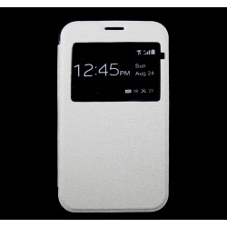 Funda Flip Con Ventana Piel para Sony Xperia E4 Color Blanca 2