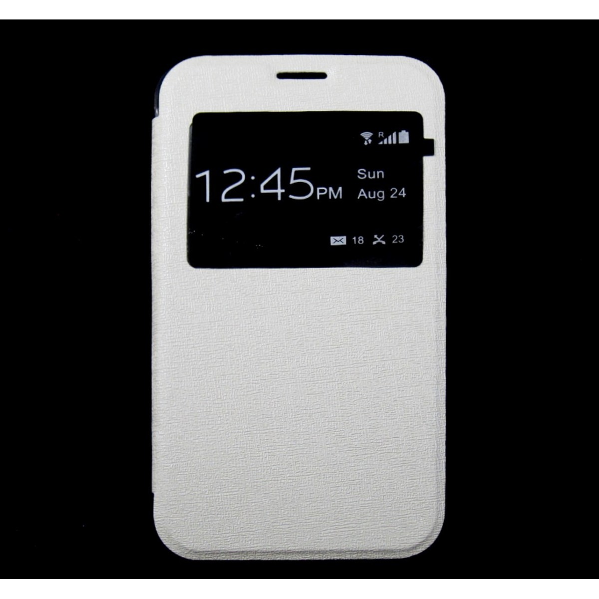 Funda Flip Con Ventana Piel para Sony Xperia E4 Color Blanca