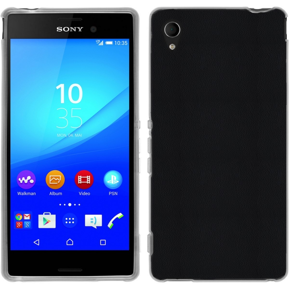 Funda Gel Efecto Piel para Sony Xperia M4 Aqua Color Negra