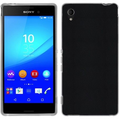 Funda Gel Efecto Piel para Sony Xperia M4 Aqua Color Negra
