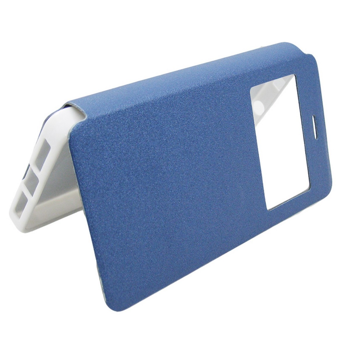 Funda Soporte Piel Azul Con Ventana para Bq Aquaris M5 Flip Libro