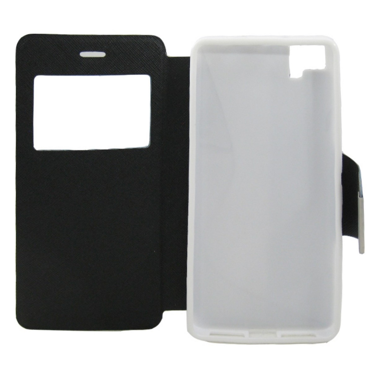 Funda Soporte Piel Azul Con Ventana para Bq Aquaris M5 Flip Libro