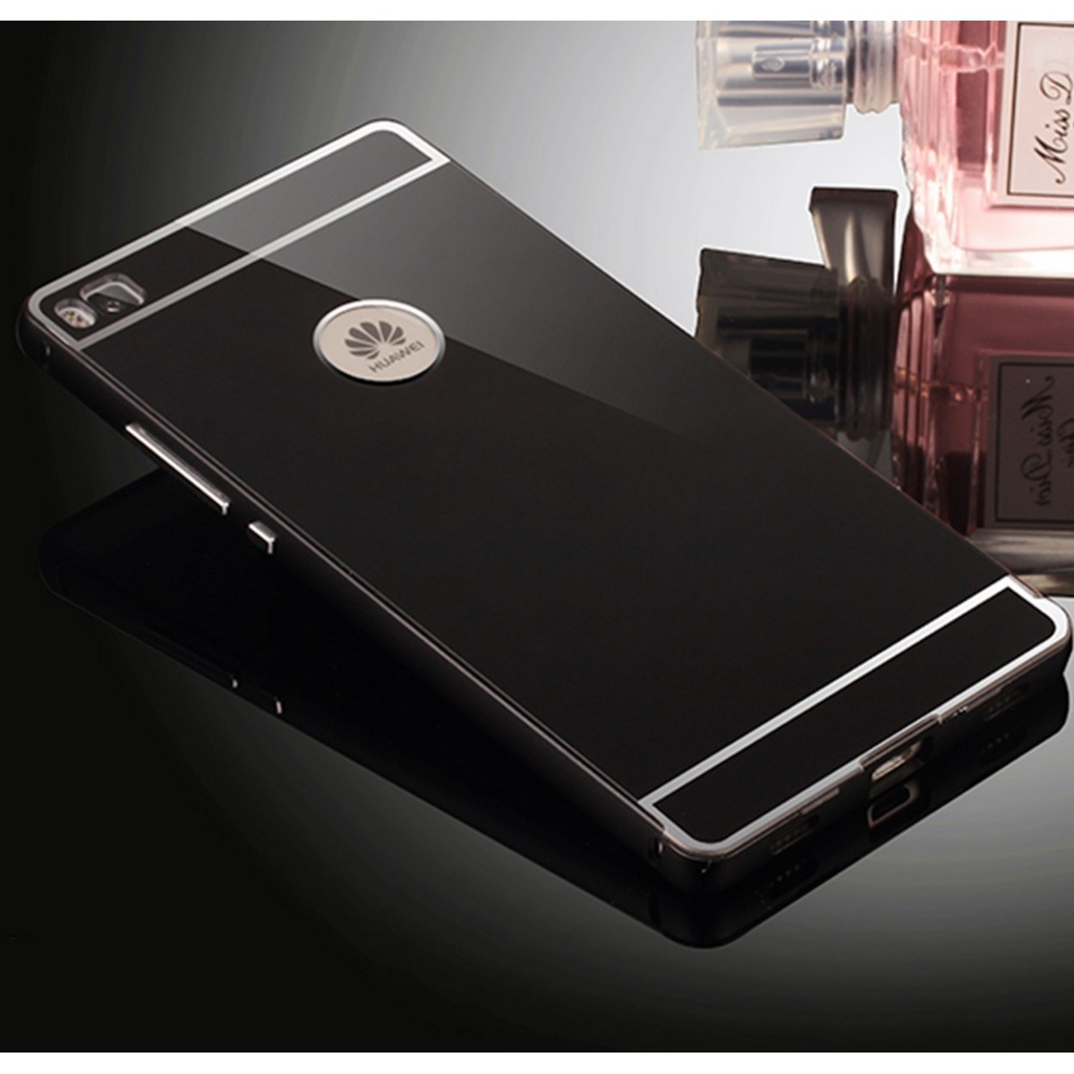 Funda Bumper Negra Aluminio + Tapa Trasera para Huawei P8