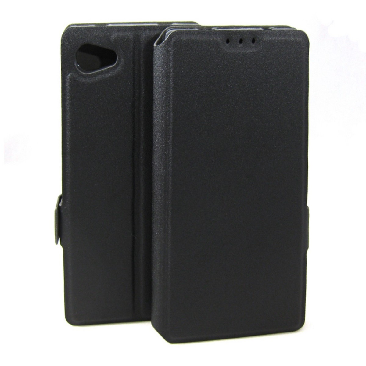 Funda Soporte Piel Negra para Sony Xperia Z5 Compact Flip Libro