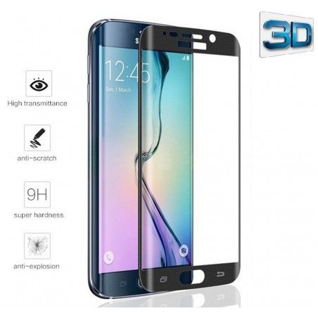 Protector Pantalla Cristal Templado Negro para Samsung Galaxy S6 Edge + Plus Vidrio