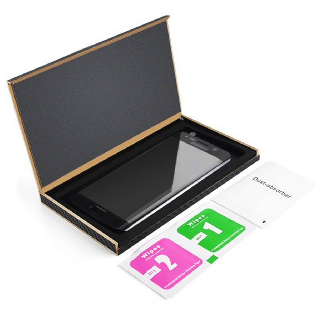 Protector Pantalla Cristal Templado Negro para Samsung Galaxy S6 Edge + Plus Vidrio