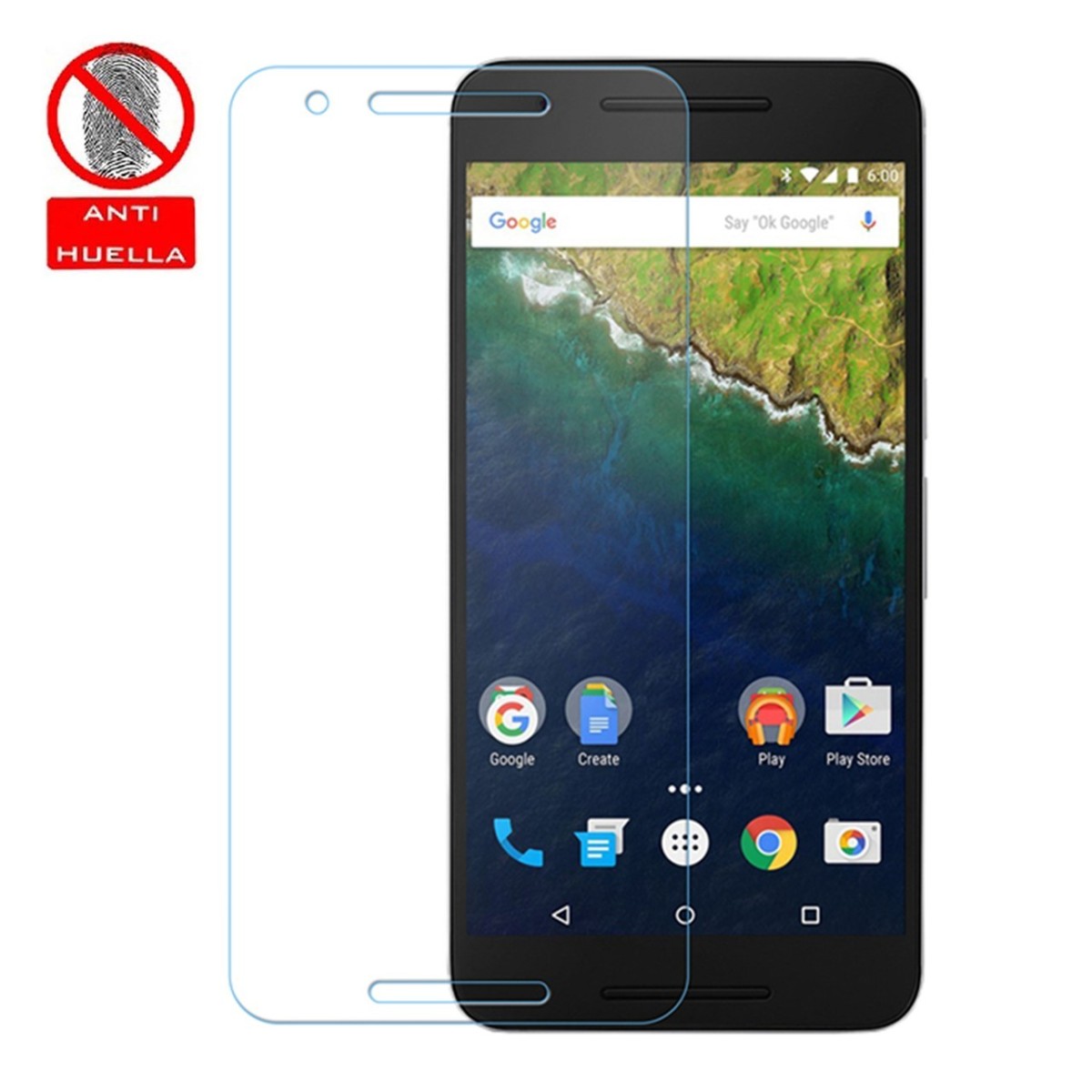 3x Protector Pantalla Mate Antihuellas (Anti-Glare) para Google Huawei Nexus 6P