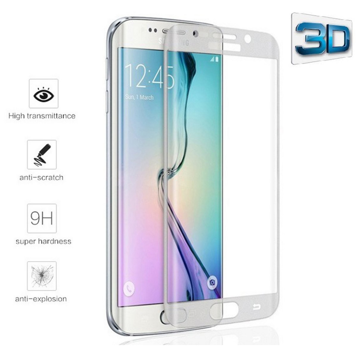 Protector Pantalla Cristal Templado Color Transparente para Samsung Galaxy S6 Edge + Plus Vidrio