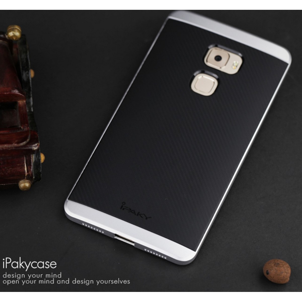 Funda Tipo Neo Hybrid (Pc+Tpu) Negra / Plata para Huawei Mate S