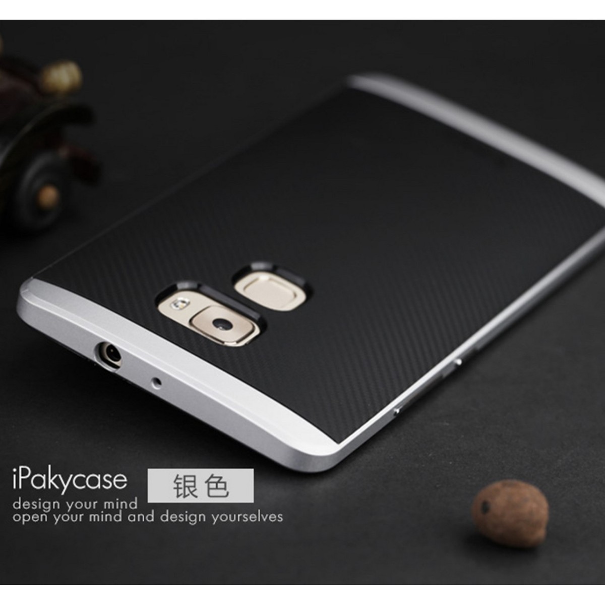 Funda Tipo Neo Hybrid (Pc+Tpu) Negra / Plata para Huawei Mate S