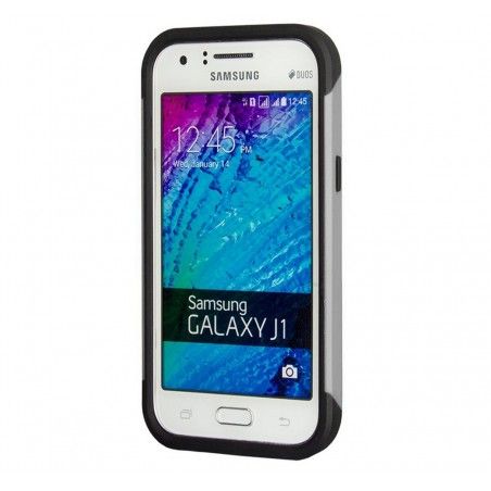 Funda Tipo Neo Hybrid (Pc+Tpu) Negra / Plata para Samsung Galaxy J1 J100H