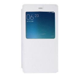 Funda Soporte Piel Blanca Con Ventana para Xiaomi Redmi 3 5" Flip Libro 2
