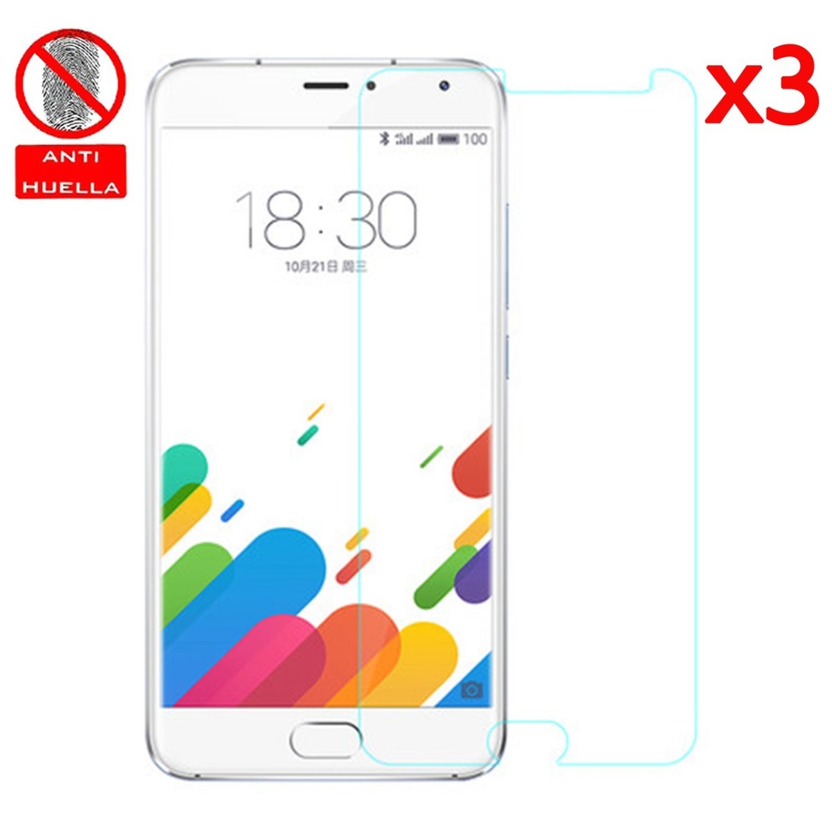 3x Protector Pantalla Mate Antihuellas (Anti-Glare) para Meizu Metal