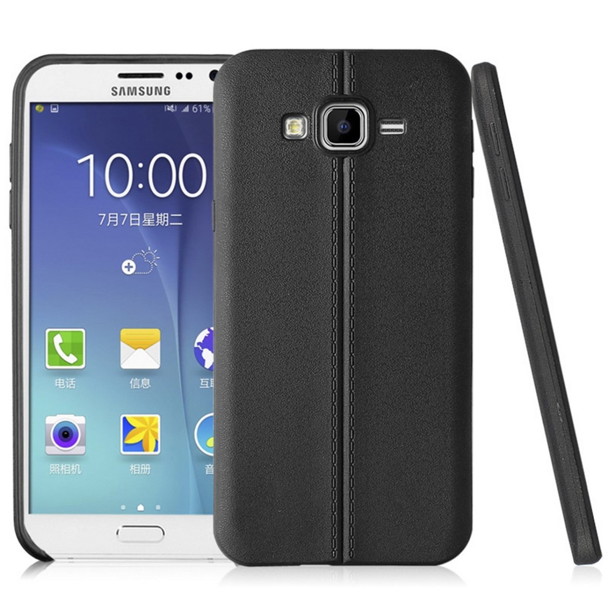 Funda Gel Tpu Tipo Skin Negra para Samsung Galaxy Grand Prime Piel