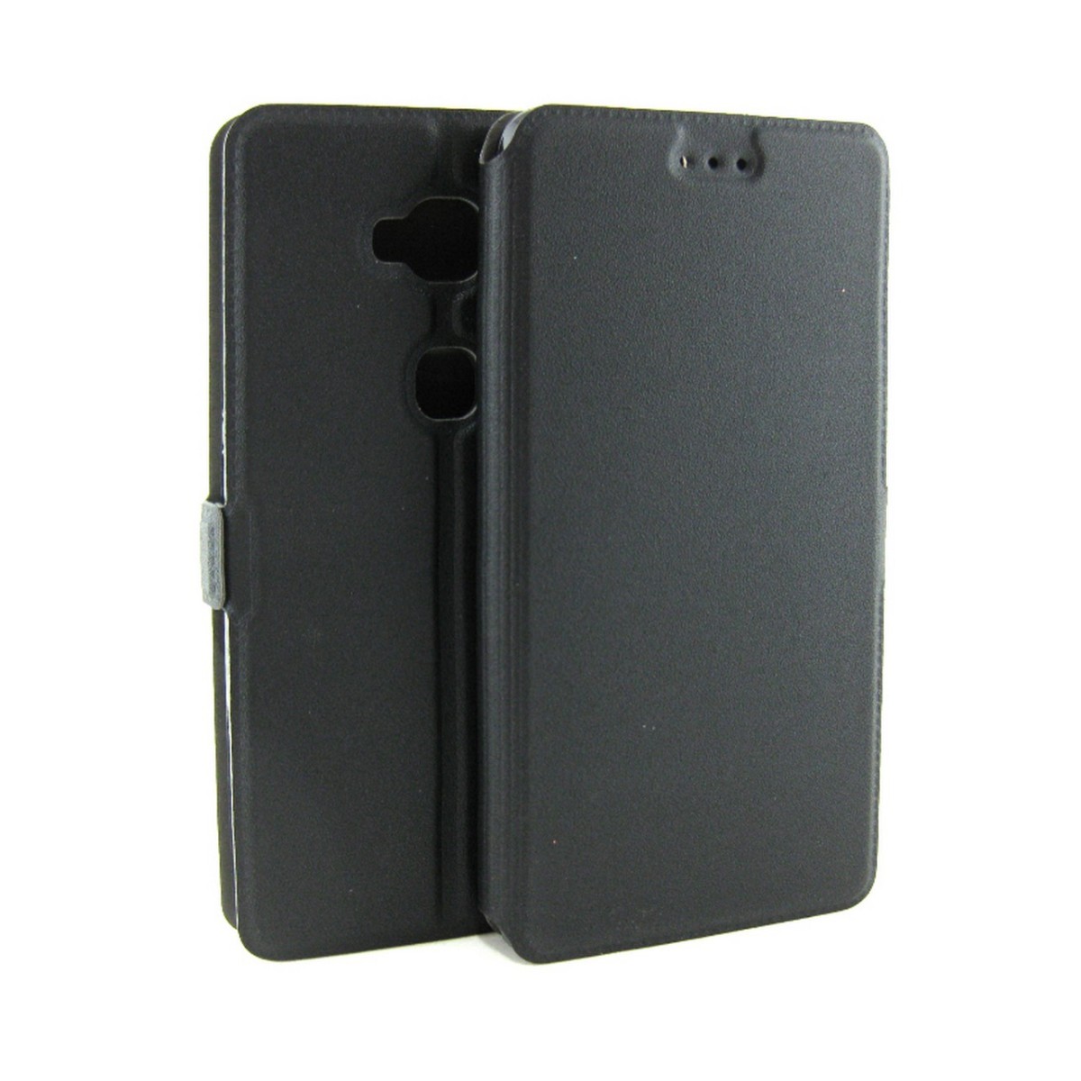 Funda Soporte Piel Negra para Huawei Honor 5X Flip Libro