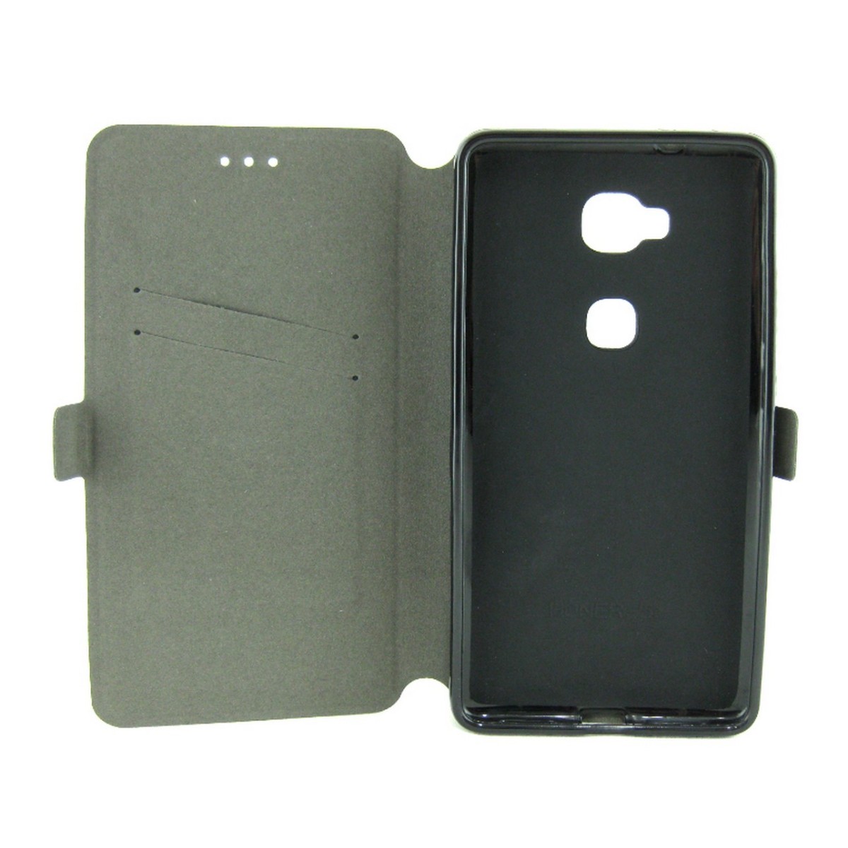 Funda Soporte Piel Negra para Huawei Honor 5X Flip Libro