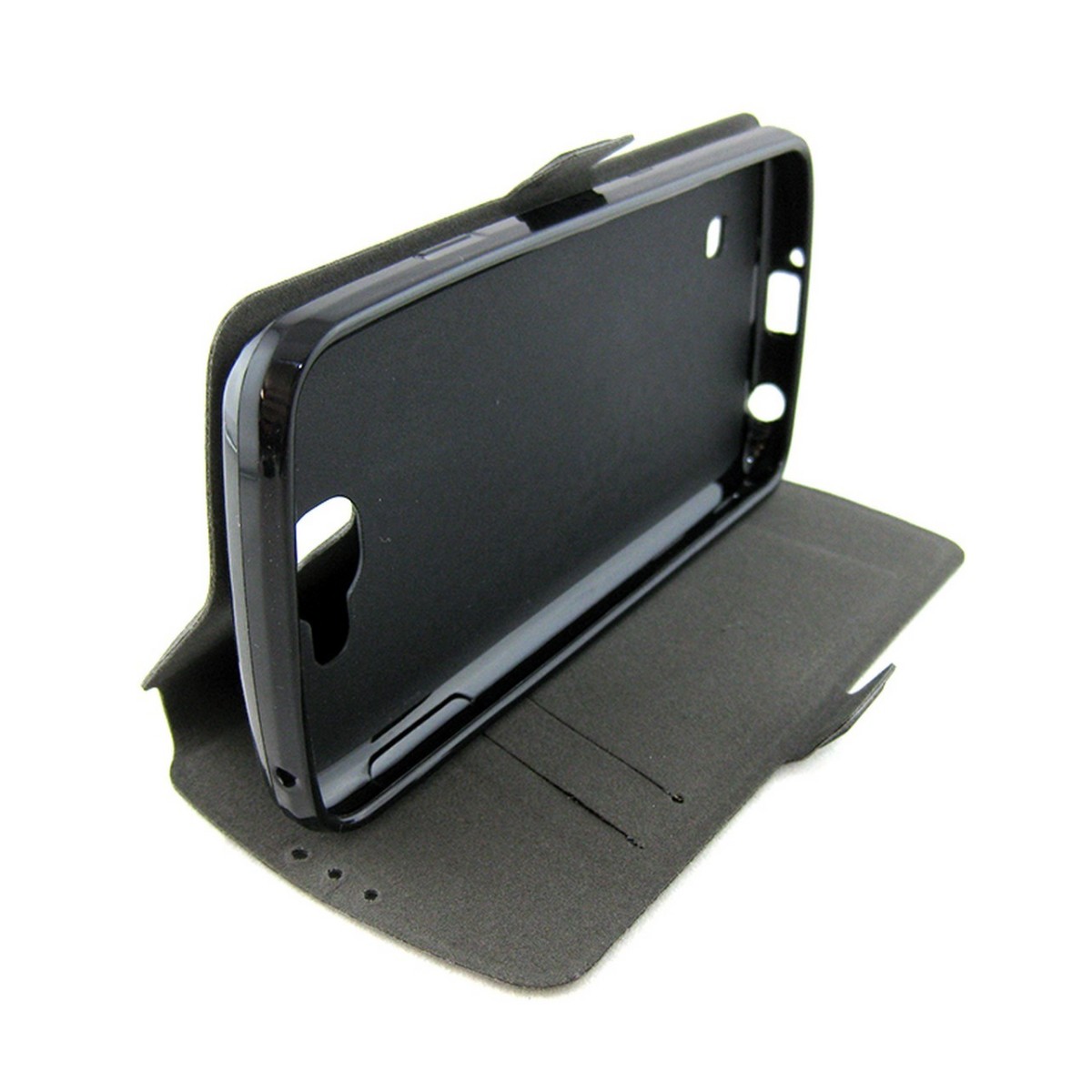 Funda Soporte Piel Negra para Lg K4 Flip Libro