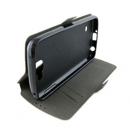 Funda Soporte Piel Negra para Lg K4 Flip Libro