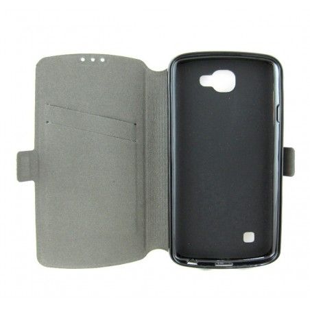 Funda Soporte Piel Negra para Lg K4 Flip Libro