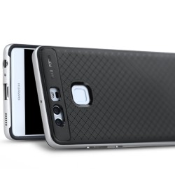 Funda Tipo Neo Hybrid (Pc+Tpu) Negra / Plata para Huawei P9 2