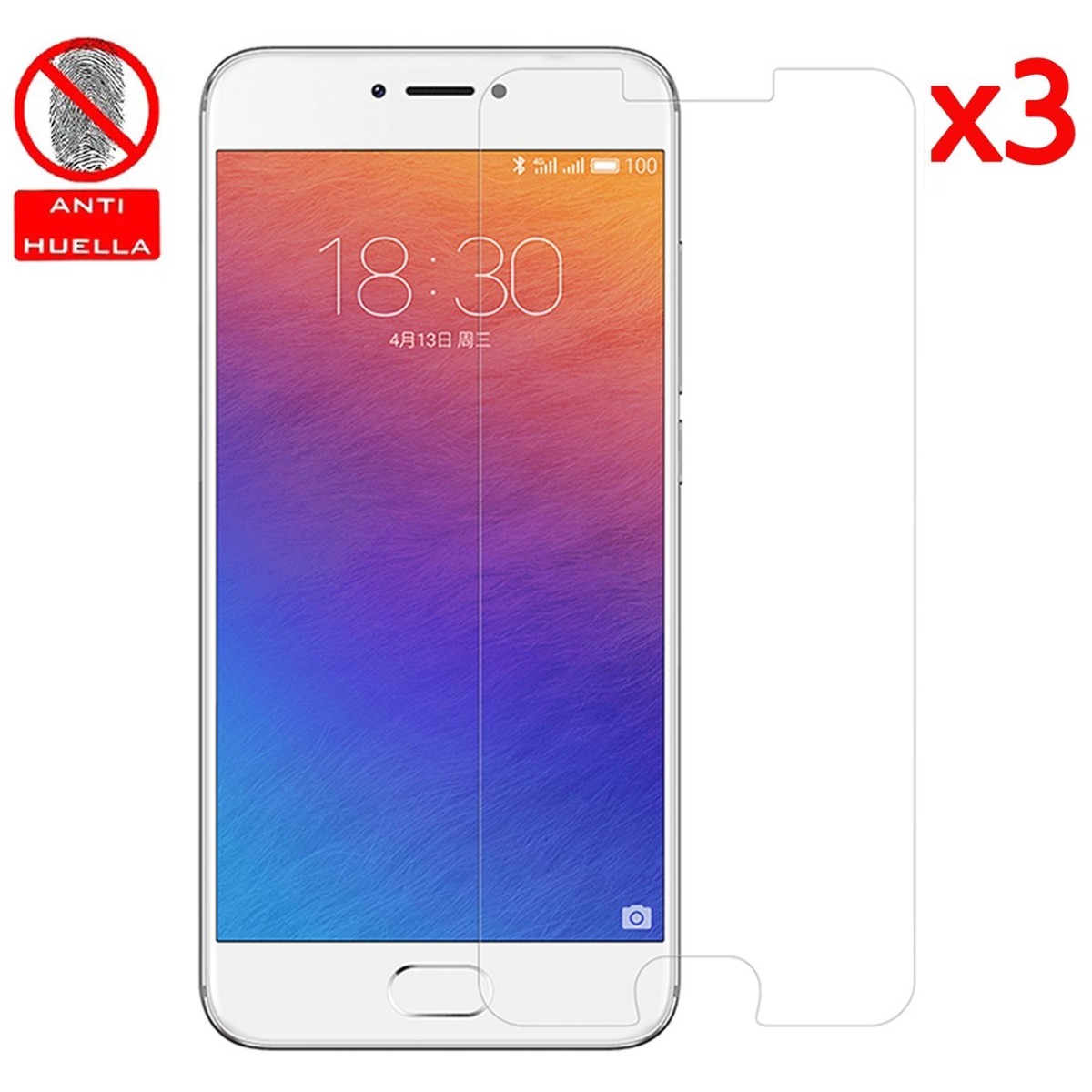 3x Protector Pantalla Mate Antihuellas (Anti-Glare) para Meizu Pro 6