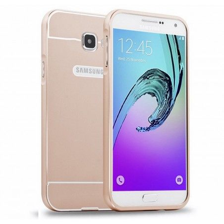 Funda Bumper Dorada Aluminio + Tapa Trasera para Samsung Galaxy A3 (2016)