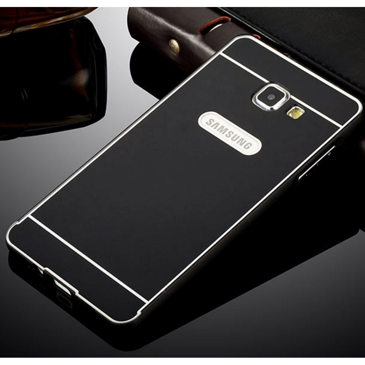 Funda Bumper Negra Aluminio + Tapa Trasera para Samsung Galaxy A5 (2016)