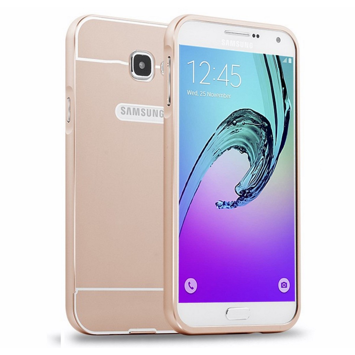 Funda Bumper Dorada Aluminio + Tapa Trasera para Samsung Galaxy A5 (2016)