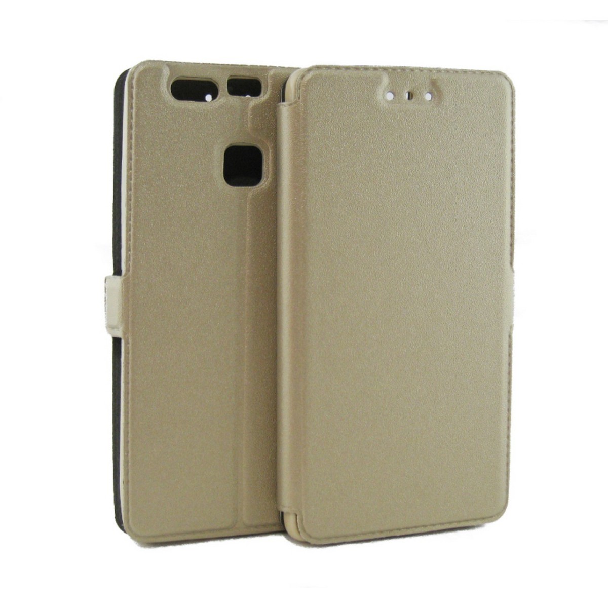 Funda Soporte Piel Dorada para Huawei P9  Flip Libro