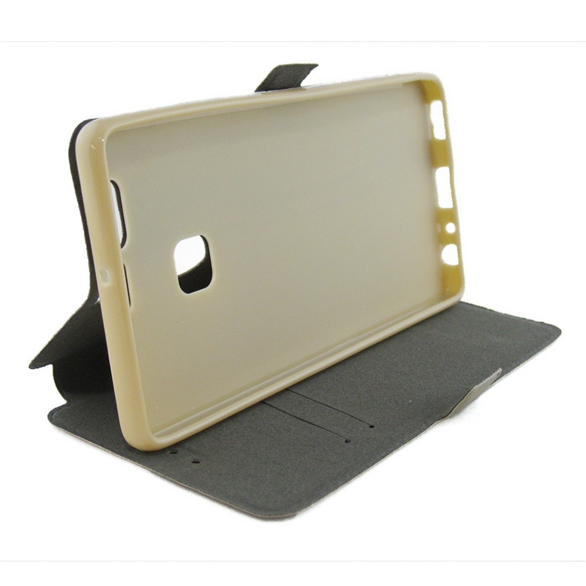 Funda Soporte Piel Dorada para Huawei P9  Flip Libro