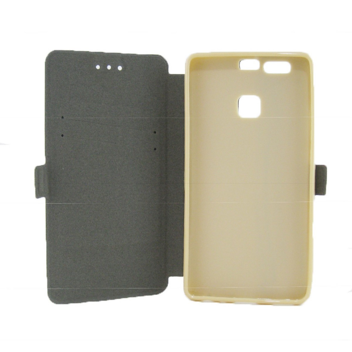 Funda Soporte Piel Dorada para Huawei P9  Flip Libro