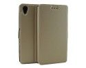 Funda Soporte Piel Dorada para Sony Xperia X  Flip Libro