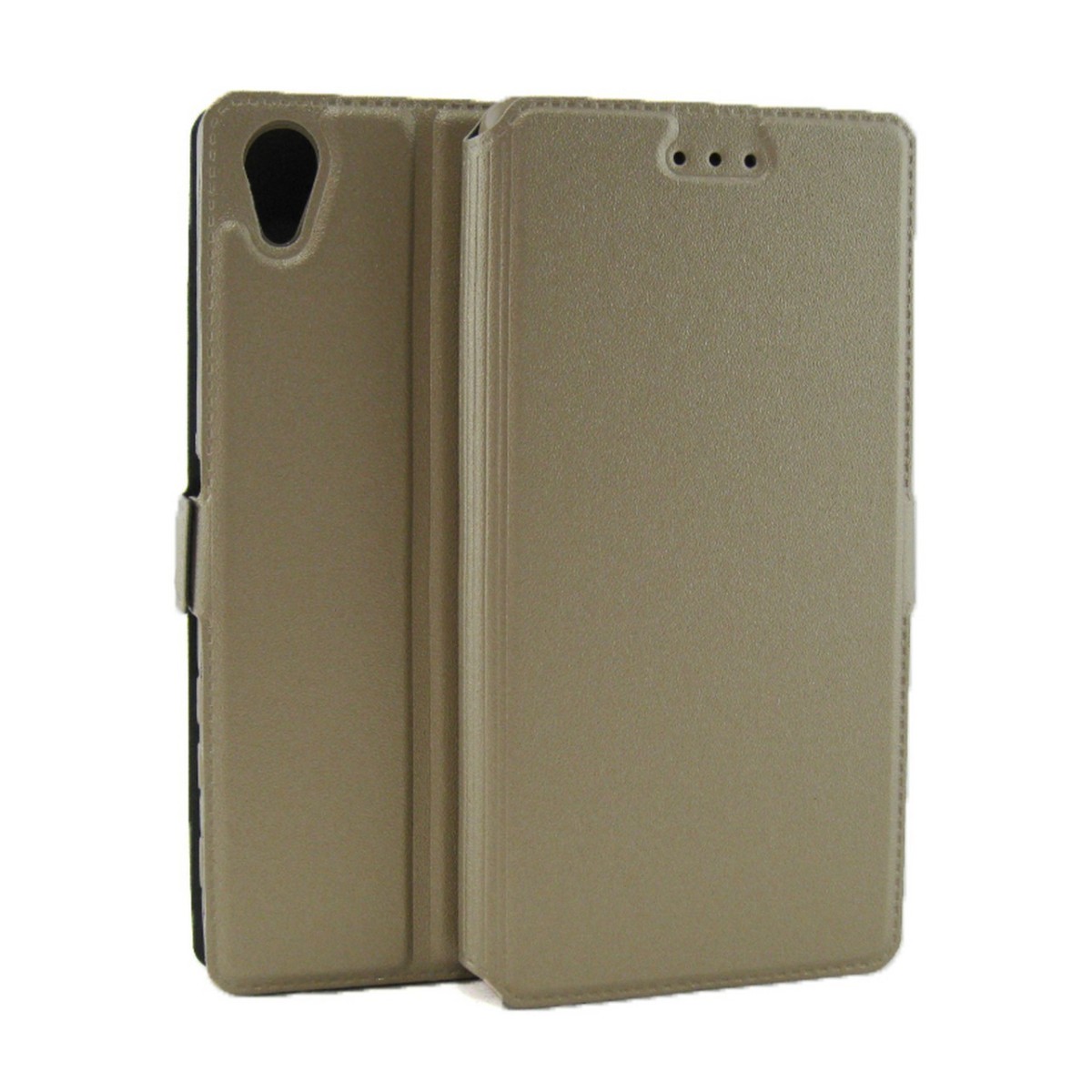 Funda Soporte Piel Dorada para Sony Xperia X  Flip Libro