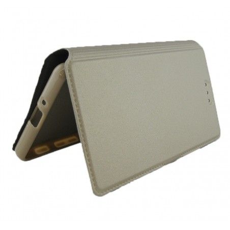 Funda Soporte Piel Dorada para Sony Xperia X  Flip Libro
