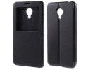 Funda Soporte Piel Negra Con Ventana para Meizu M3 Mini / M3S 5" Flip Libro