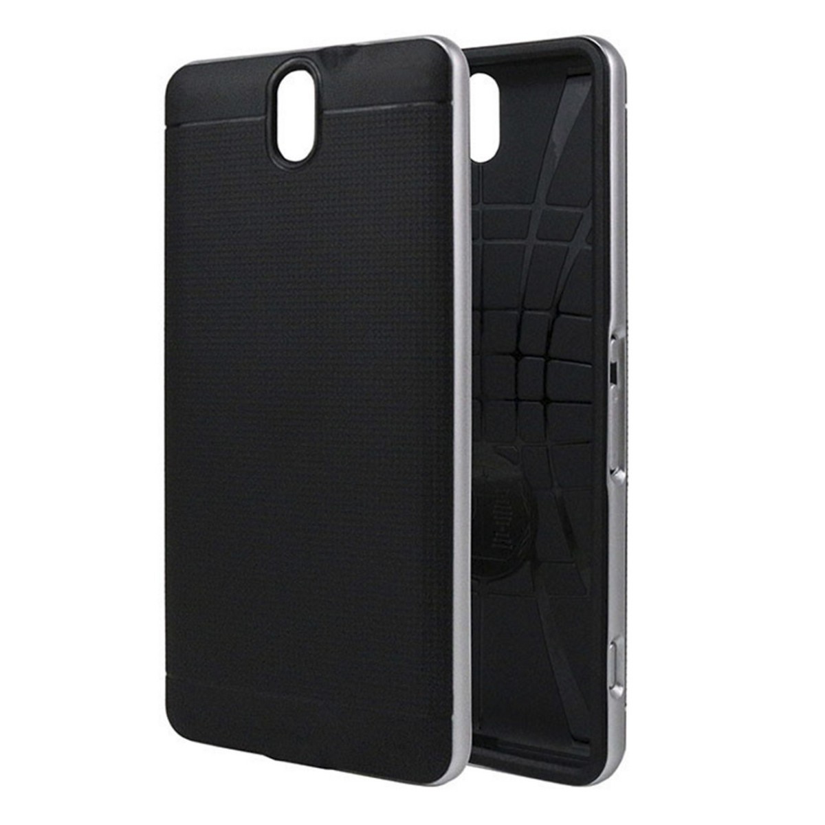 Funda Tipo Neo Hybrid (Pc+Tpu) Negra / Plata para Sony Xperia C5 Ultra