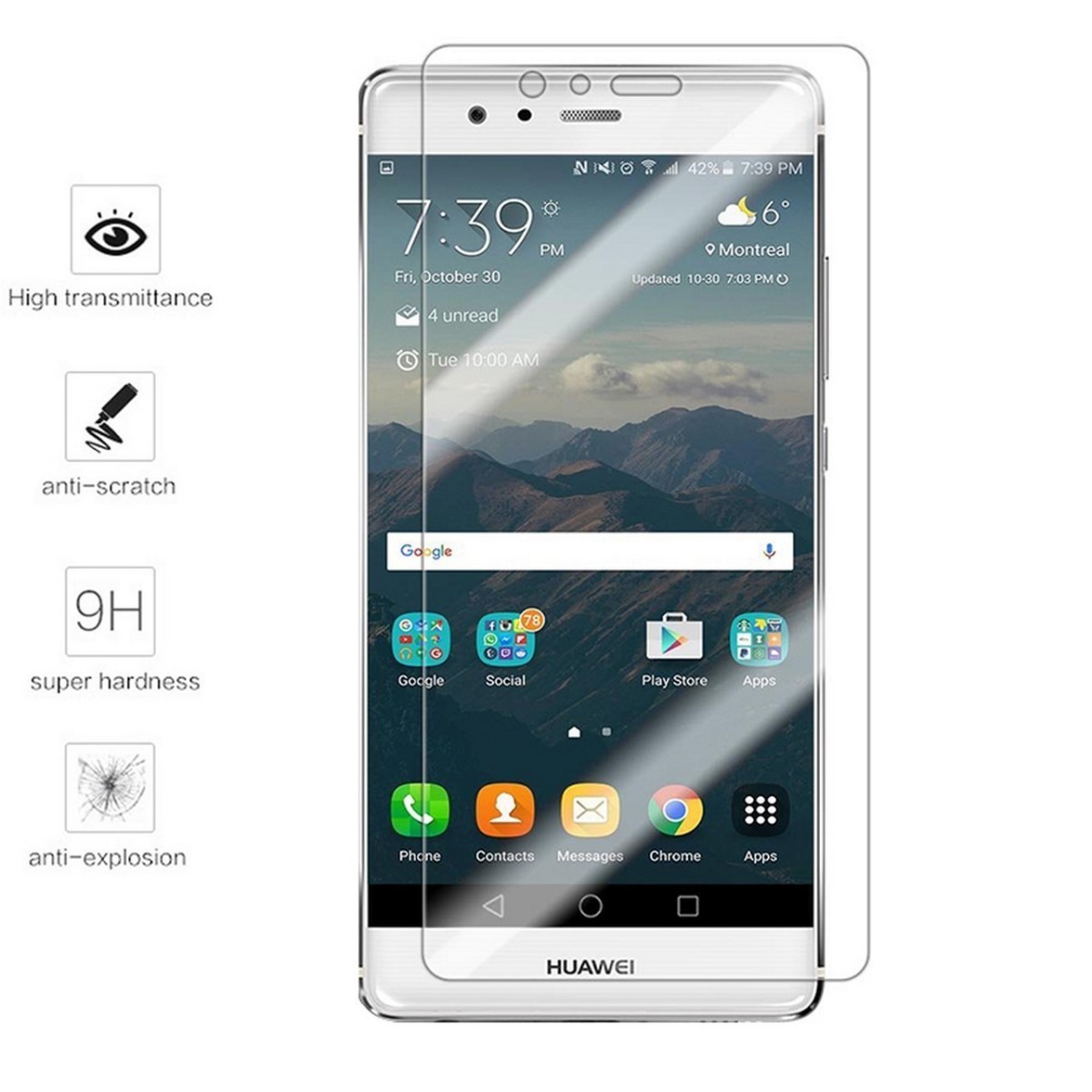 Protector Pantalla Cristal Templado para Huawei P9 Plus Vidrio